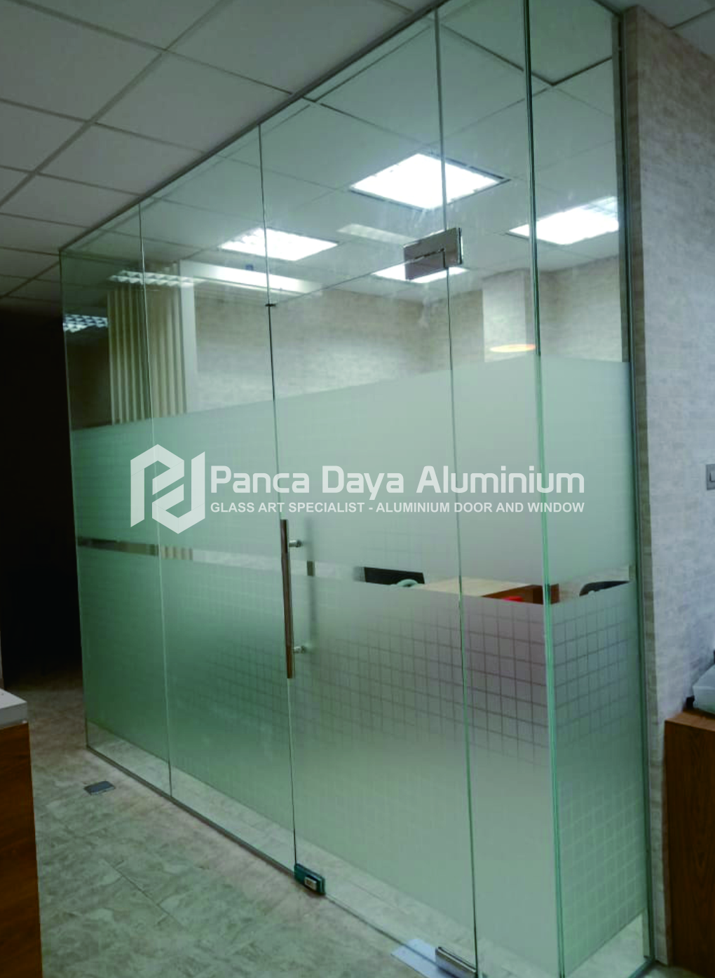Partisi kaca aluminium minimalis untuk kantor dan rumah